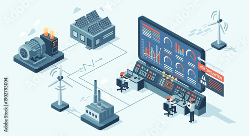 Industrial Control Room with Energy Infrastructure.