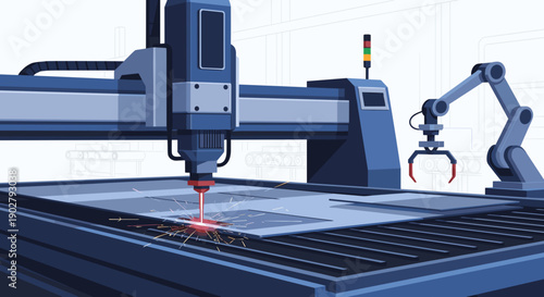 Industrial Laser Cutting Machine in Operation.