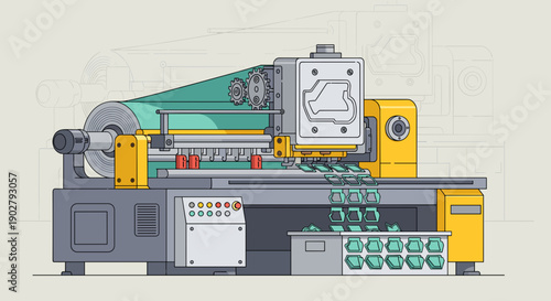 Industrial Machine with Control Panel and Components.