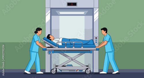 Medical Staff Transporting Patient on Gurney.