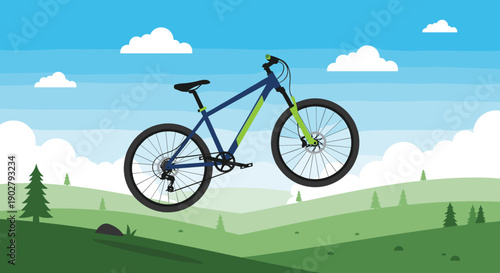 Mountain Bike in Mid Air Illustration.