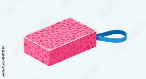 Pink Makeup Sponge with Blue Handle.