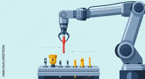 Robotic Arm Lifting Red Coiled Spring.