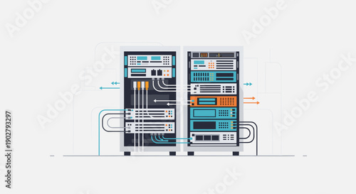 Server Computer Rack Internal Components Diagram.