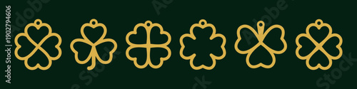 Set of designs with shamrock for earrings, pendant, keychain or bracelet charm. St Patricks Day jewelry cutting template. Clover beautiful hanging bijouterie. Laser cut with leather, wood or metal