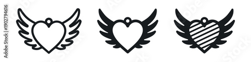 Heart with wings designs for earrings, pendant or keychain. Love jewelry cutting template. Laser cut with leather, wood or metal. Valentine's Day beautiful hanging bijouterie