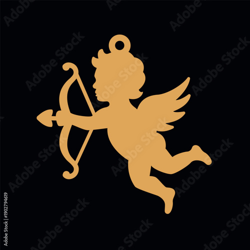 Design for earrings, pendant or keychain with Cupid shape. Love jewelry cutting template. Laser cut with leather, wood or metal. Beautiful hanging bijouterie for wedding or Valentine's Day