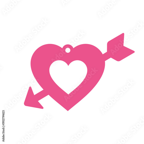 Design for earrings, pendant or keychain with heart and arrow. Love jewelry cutting template. Laser cut with leather, wood or metal. Beautiful hanging bijouterie for wedding or Valentine's Day