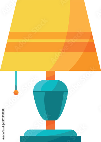 Nightstand lamp cartoon icon. Bedroom light decor