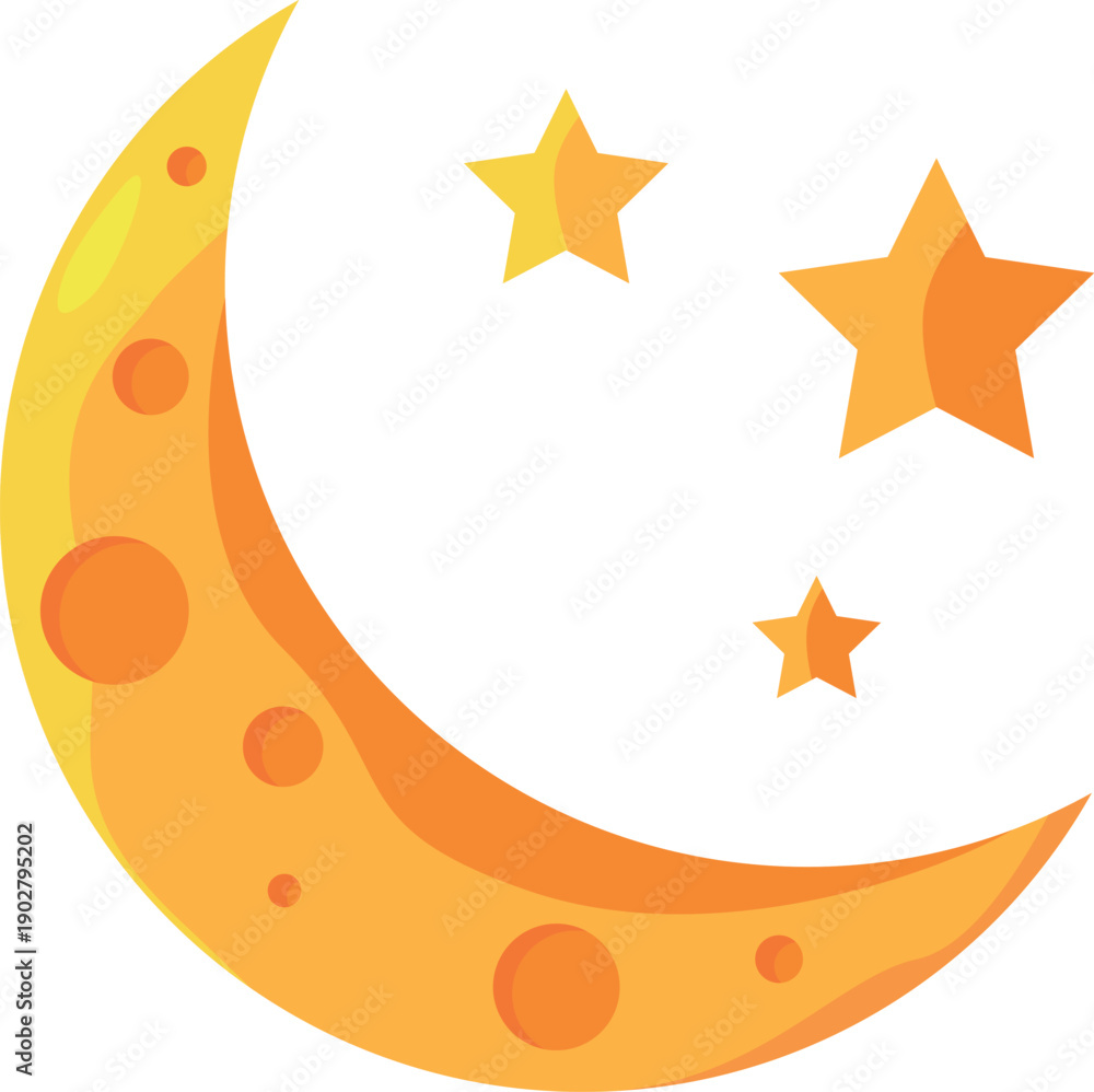 Obraz premium Crescent and stars. Cartoon dream symbol. Half moon