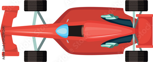 Speed race car top view. Rally circuit vehicle