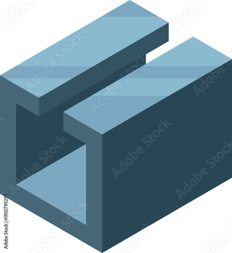 Metal construction part isometric icon. Steel tube