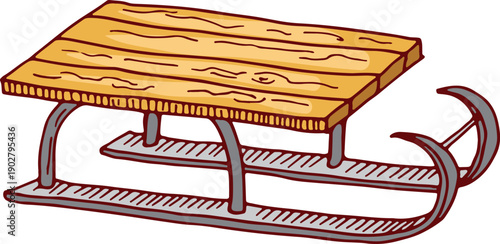 Sled hand drawn color icon. Winter activity