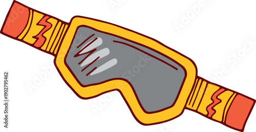 Ski glasses drawing. Winter activity goggles doodle