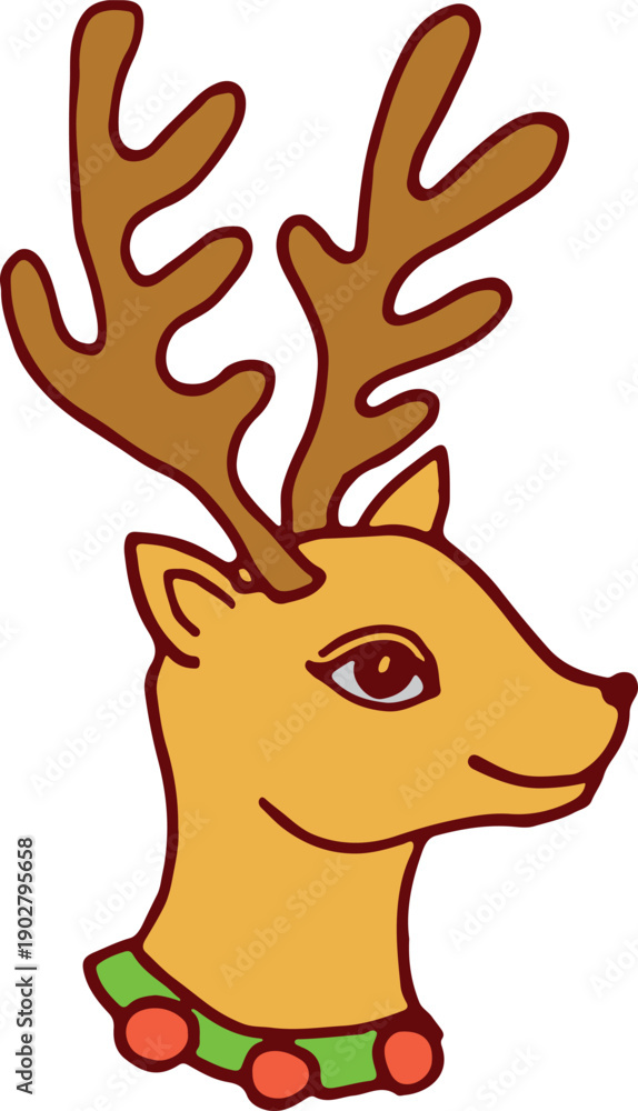 Obraz premium Deer head icon. Christmas reindeer color drawing