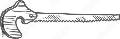 Compass saw hand drawn icon. Woodwork sketch