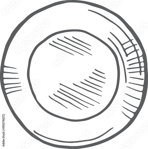 Clean plate sketch. Empty dish. Hand drawn kitchen symbol