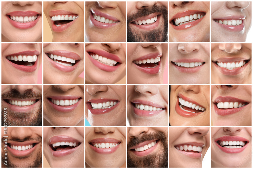 © New Africa - Smiling men and women, collage of closeup photos © New Africa - Smiling men and women, collage of closeup photos