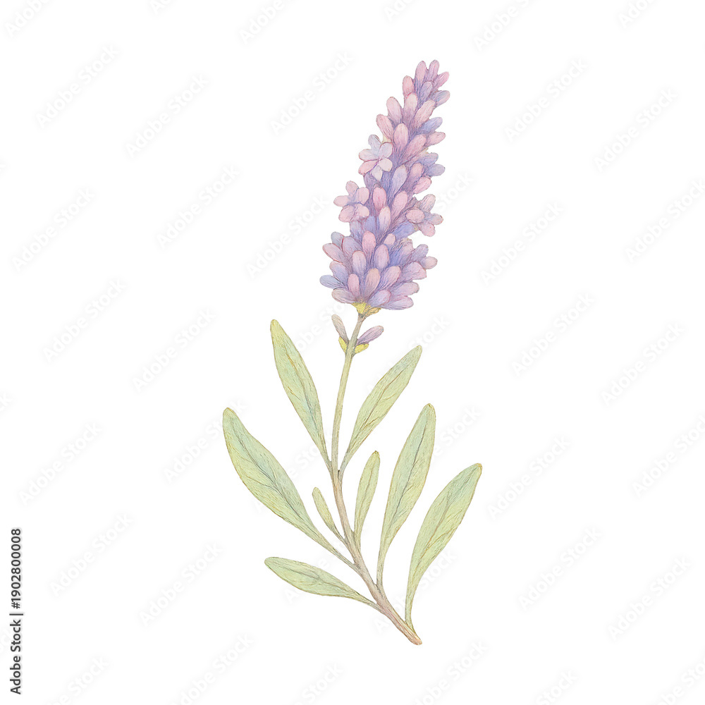 Fototapeta premium PNG Delicate lavender botanical illustration.