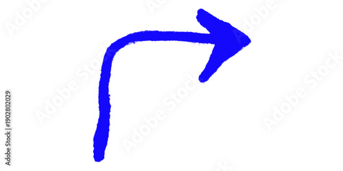 Tableau sur toile A vibrant blue hand drawn arrow curving sharply right symbolizing a pivotal choi
