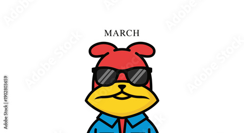 Cartoon Bear Wearing Sunglasses and Shirt.