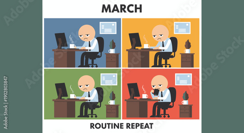 Man Sitting at Desk with Computer.