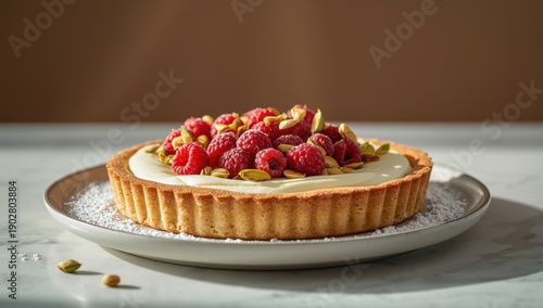 Wallpaper Mural Raspberry and pistachio cheese pie. High-quality image Torontodigital.ca