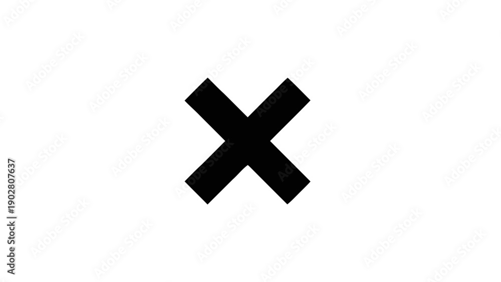 Fototapeta premium Vector illustration of, a black X mark symbol for close, delete, cancel, or multiplication, on transparent background
