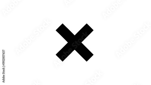 Vector illustration of, a black X mark symbol for close, delete, cancel, or multiplication, on transparent background