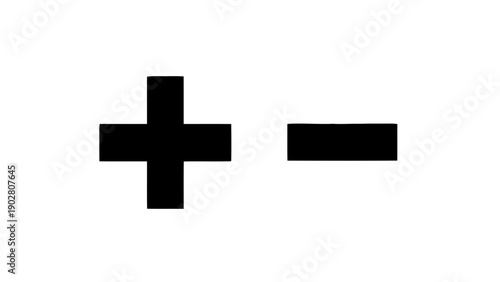 Vector illustration of plus and minus signs, on transparent background representing addition or subtraction