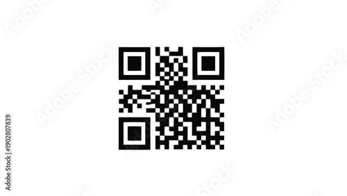 Vector illustration of a modern square QR code for mobile scanning on transparent background