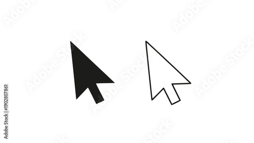 Vector illustration of a modern mouse pointer cursor icon set on transparent background, user interface element