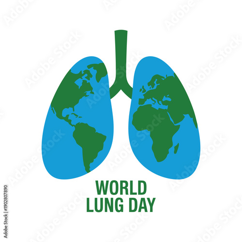 A graphic illustration of lungs made from a map of the Earth on World Lung Day