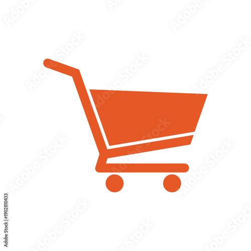 Orange Shopping Cart Icon Representing E-commerce and Retail.