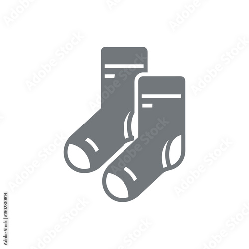 Pair of gray and white socks, simple graphic illustration.