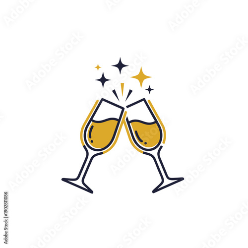 Celebrating success with champagne toast in elegant glasses