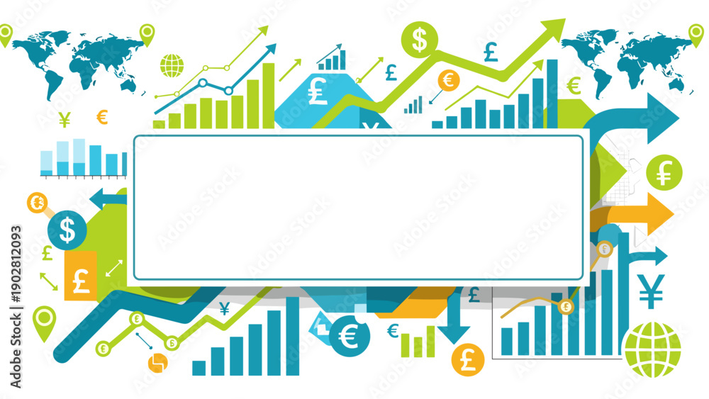 Fototapeta premium Colorful infographic template with various financial and business icons and graphs on for presentations