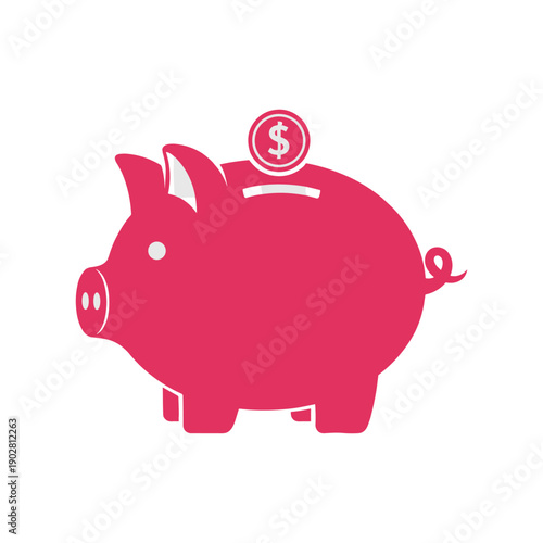 Pink Piggy Bank with Dollar Coin Slot for Savings and Investment.