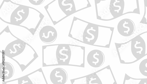 Dollar Money Seamless Pattern Set. Cash Currency Background Collection. Finance Vector Illustration