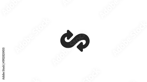 Simple looping arrows icon symbolizing refresh, cycle, repetition, continuous process, and renewal on a clean white background.