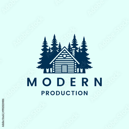 Silhouette of three pines tree similar to evergreen Forest Landscape classic vintage logo design