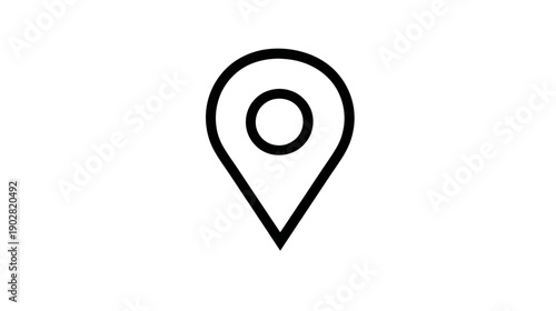 Location Pin Icon, Map Pointer Symbol, GPS Navigation Marker Outline for Travel, Destination, and Digital Apps