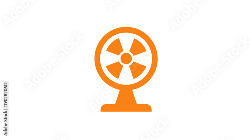 Orange Electric Fan Icon Vector Illustration. Cooling, ventilation, and air circulation symbol for appliances.