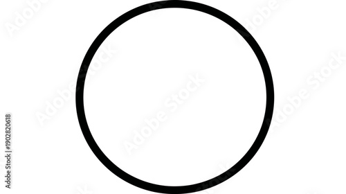 Simple Black Outline Circle on White Background - Minimalist Geometric Round Shape Design Element