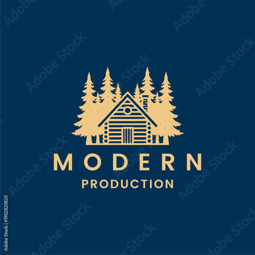 Silhouette of three pines tree similar to evergreen Forest Landscape classic vintage logo design