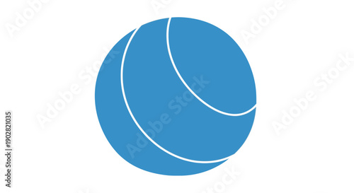 Blue tennis ball icon on white background.