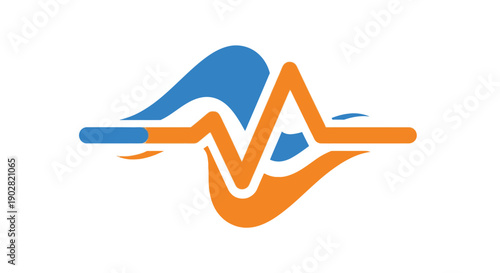 Abstract blue and orange waveform logo design element.