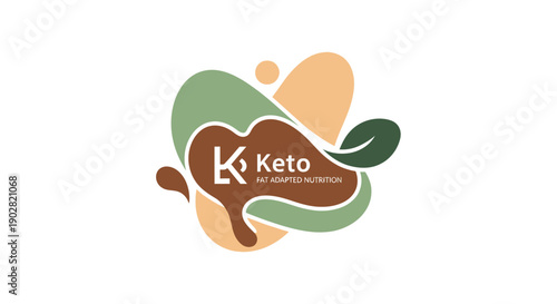 Keto diet logo design with abstract shapes and earthy tones.