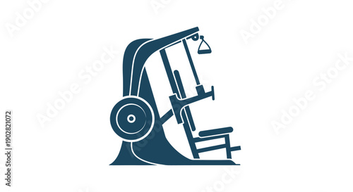 Simple illustration of a gym machine for weight training and exercise.