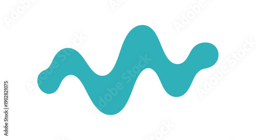 Abstract wavy line in teal color on white background.